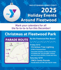 Join us for Fleetwood's annual Christmas tree Lighting and YMCA Santa Parade
