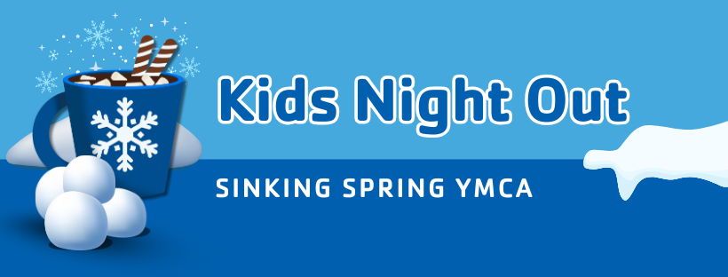 Kids Night Out event at Sinking Spring YMCA with date and event title displayed.